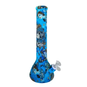 Bong Silicona Luminoso Grafitti Azul